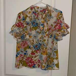 Sugarlips Floral Ruffle Sleeve Blouse